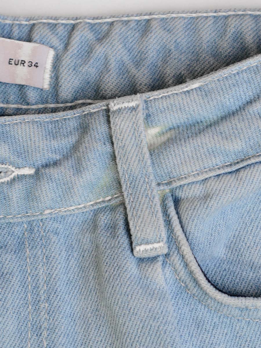 Джинси палаццо світло-сині кольору вишивка на кишенях 3
